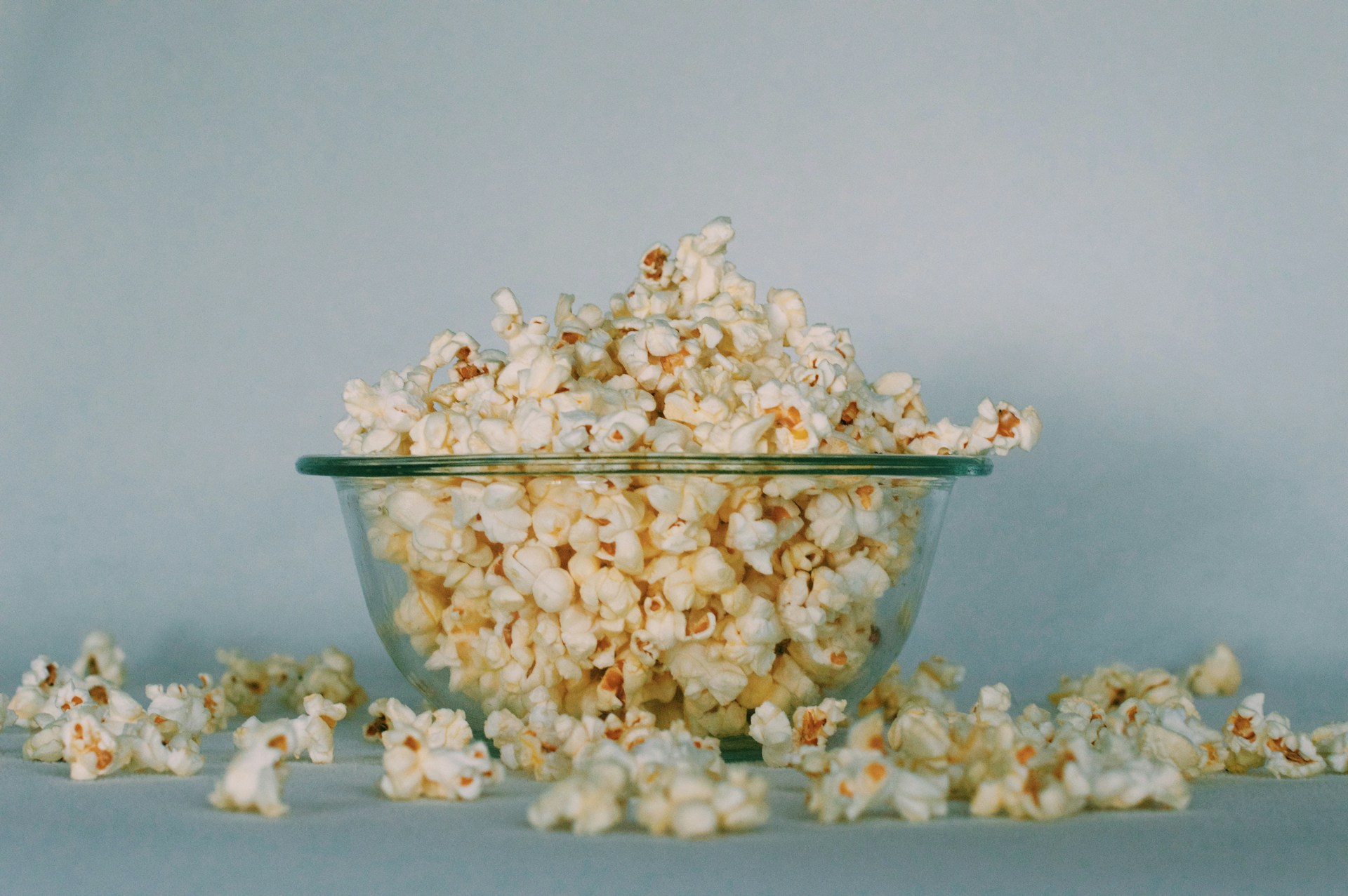 A picture of a glass bowl filled with Pre-Christmas popcorn - WordPress and WP Engine